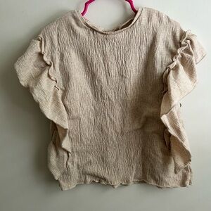 Zara Kids Beige Ruffle Sleeve Blouse